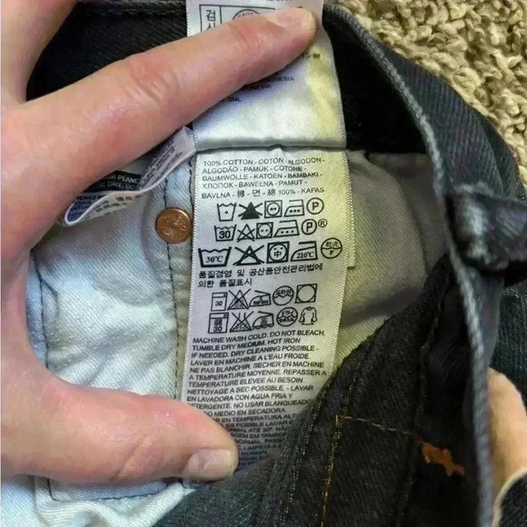 Levi's 501 Button Fly Original Fit Black Jeans size 38x32 - Picture 11 of 13